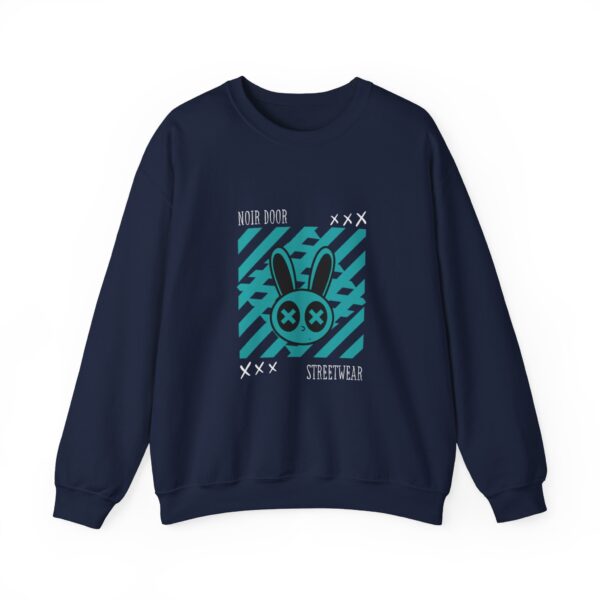 Noir Door “Dead Path” Streetwear Crewneck – Abstract Bunny Graphic, Anti-Conformity Design