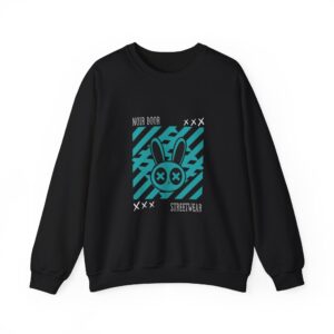 Noir Door “Dead Path” Streetwear Crewneck – Abstract Bunny Graphic, Anti-Conformity Design