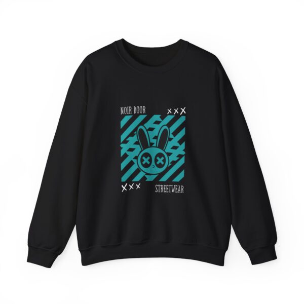 Noir Door “Dead Path” Streetwear Crewneck – Abstract Bunny Graphic, Anti-Conformity Design