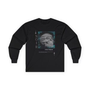 Noir Skull Long Sleeve Tee: Geometric Streetwear, Mental Health Apparel