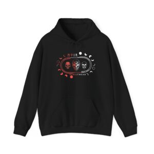Celestial Oversized Hoodie for Her, Gothic Skull and Moon Pullover, Unique Alternative Apparel, Dark Aesthetic Top, Moody Fashion for Fall