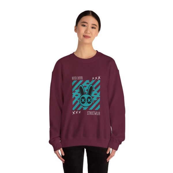 Noir Door “Dead Path” Streetwear Crewneck – Abstract Bunny Graphic, Anti-Conformity Design