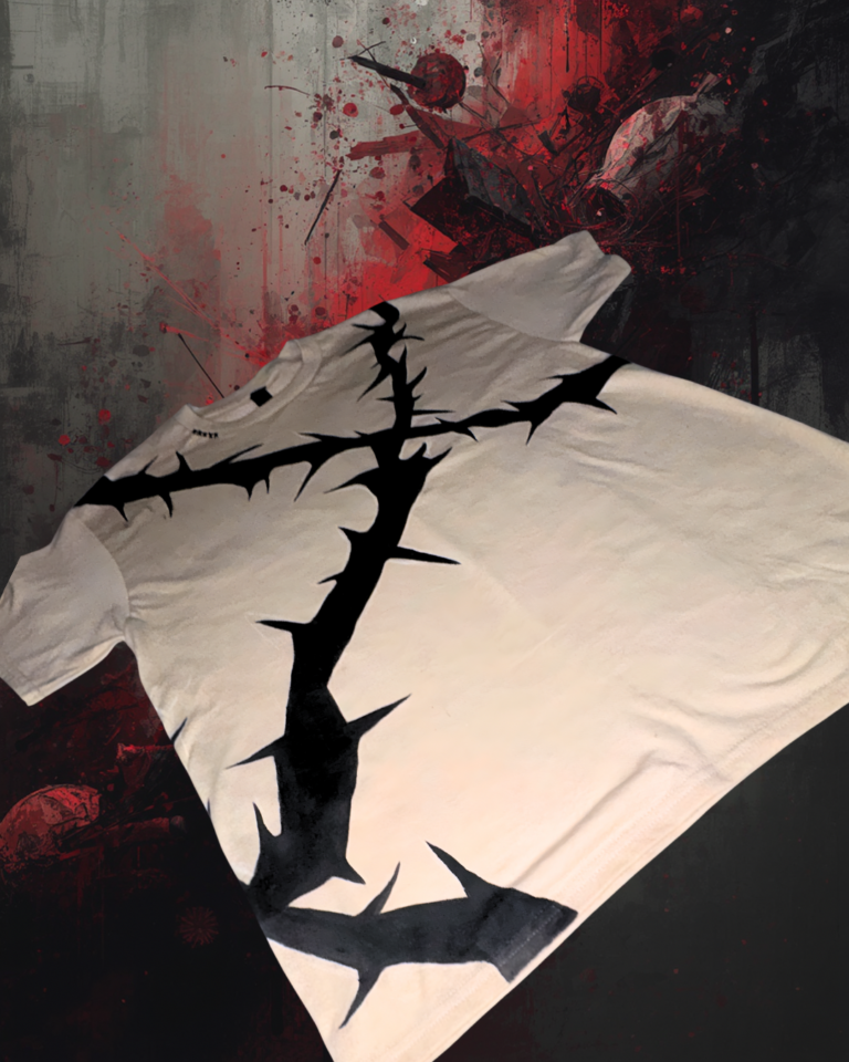 Black Thorn Hand-Painted Gothic Streetwear Shirt