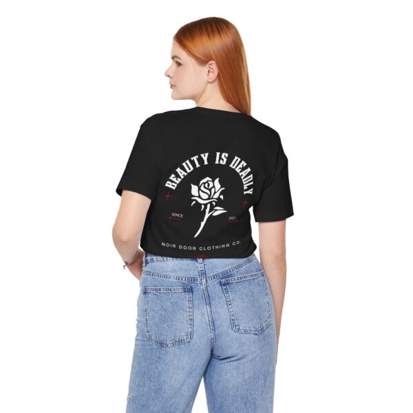 Victorian Design, Beauty Is Deadly Tee, Rose Top, Edgy And Bold Apparel, Skater T-Shirt, Red And Black Print