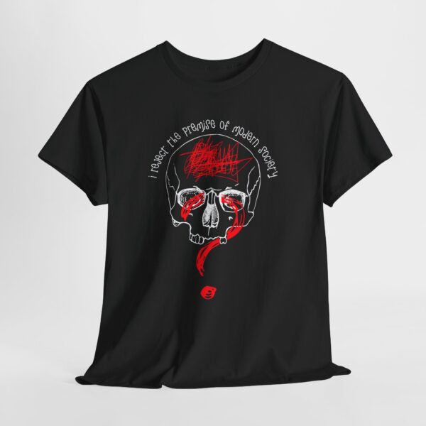 Dada Punk Graphic Tee - I Reject the Premise of Modern Society with Line-Art Skull