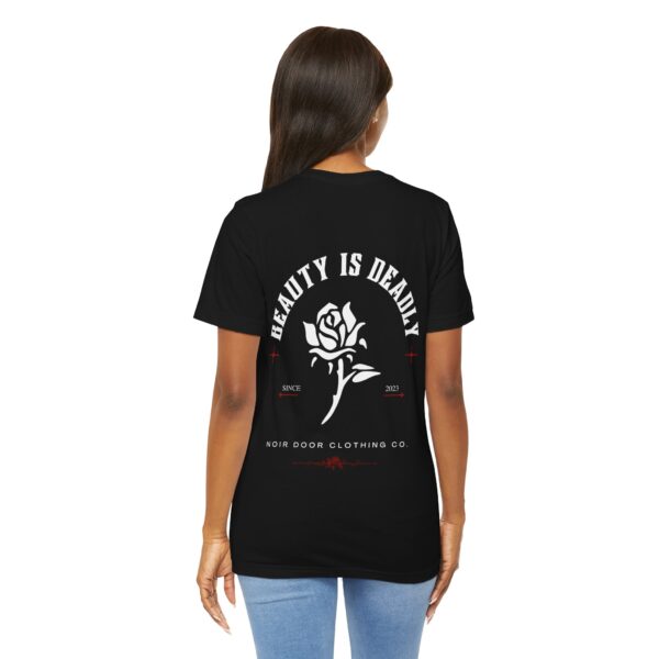 Victorian Design, Beauty Is Deadly Tee, Rose Top, Edgy And Bold Apparel, Skater T-Shirt, Red And Black Print