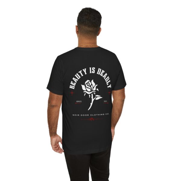 Victorian Design, Beauty Is Deadly Tee, Rose Top, Edgy And Bold Apparel, Skater T-Shirt, Red And Black Print