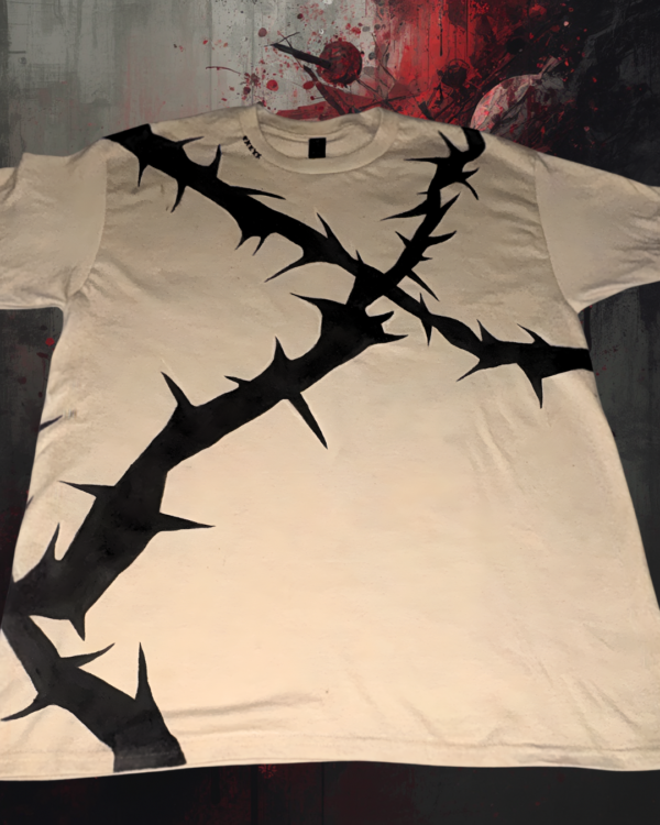 Black Thorn Hand-Painted Gothic Streetwear Shirt