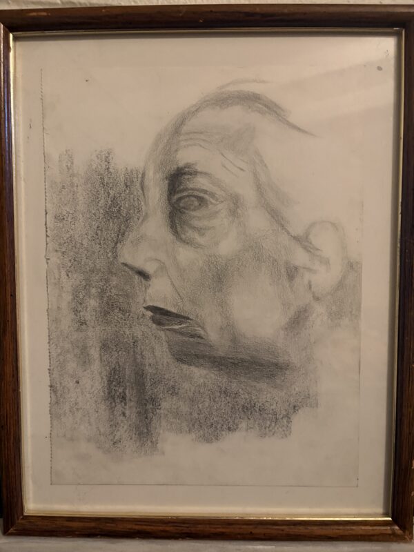 original charcoal portrait aging figurative drawing